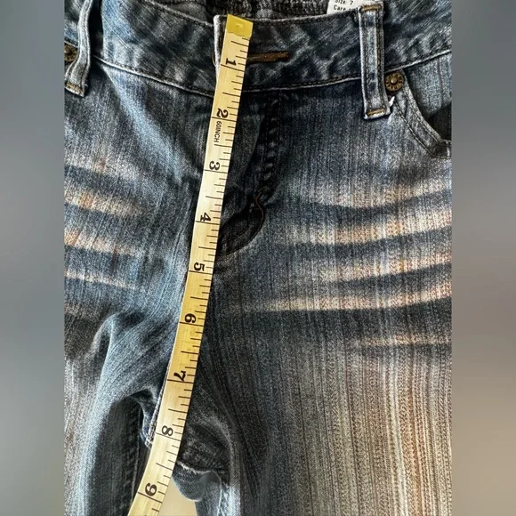 Y2K Mudd Jeans, Bootcut Flare, Striped Faded Wash, Low Rise, Women’s Size 7 - Picture 8 of 15